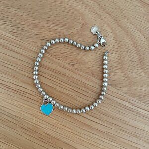 Tiffany Blue Heart Tag Bead Bracelet
